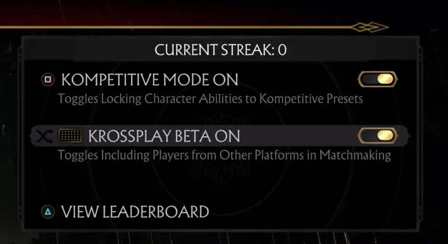 Mortal Kombat 11: Krossplay Beta włączony, umożliwia grę z graczami z innych platform.