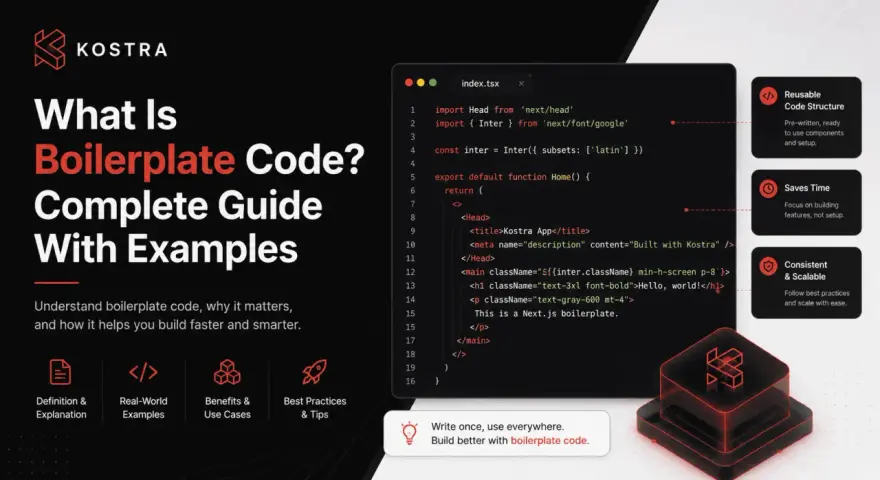 Was ist Boilerplate-Code? Ein Leitfaden mit Beispielen. Code-Struktur, Zeitersparnis und Konsistenz.