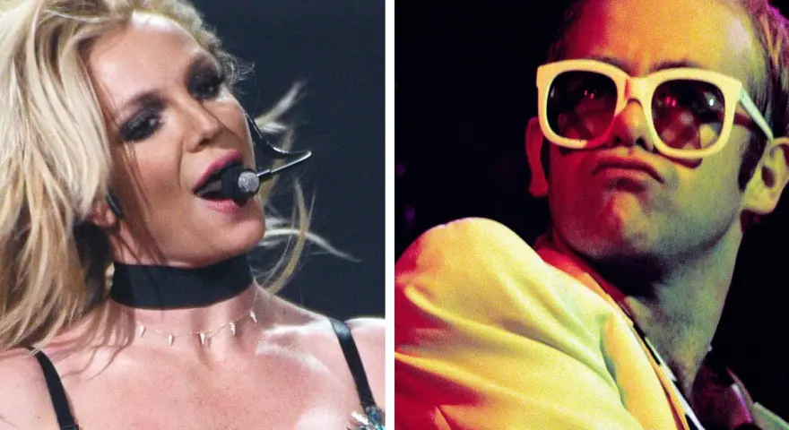 Britney Spears i Elton John na scenie.