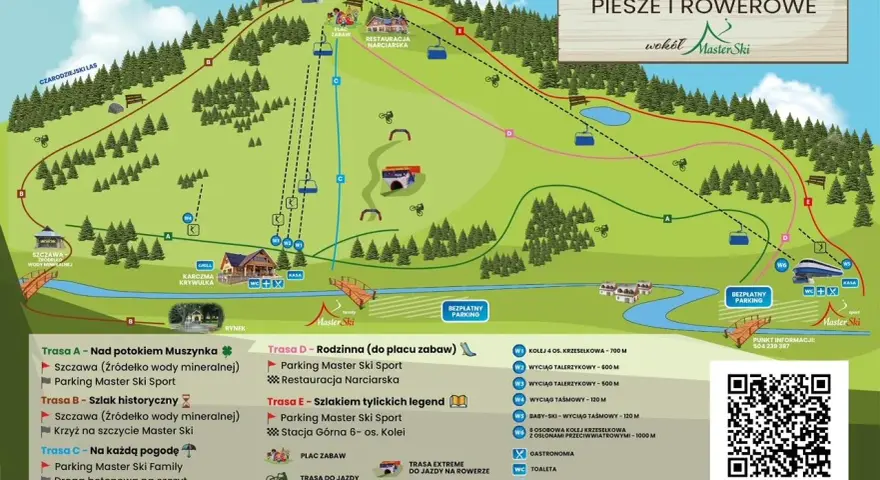Mapa atrakcji Tylicz: ścieżki piesze i rowerowe, wyciągi, restauracje, parkingi. Idealne miejsce na aktywny wypoczynek.
