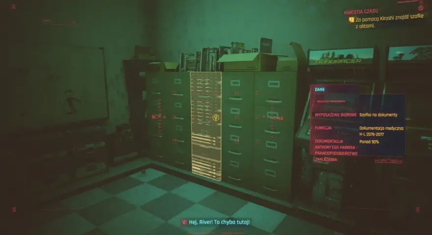 W grze Cyberpunk 2077, w misji "Kwestia czasu", gracz szuka szafki z aktami.