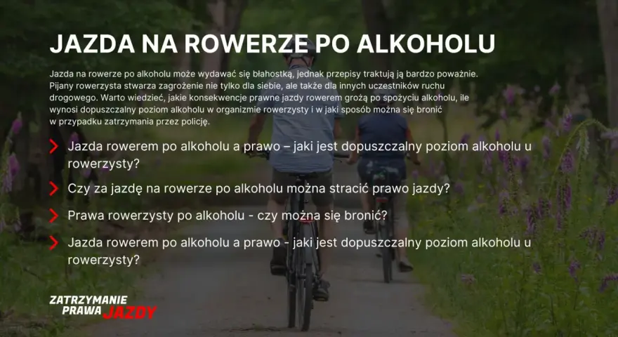 Dwaj mężczyźni jadą na rowerach po ścieżce. Temat: jazda rowerem po alkoholu i jej konsekwencje prawne.