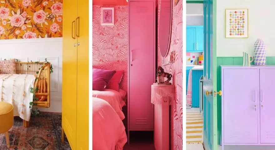 Dopamine decor: habitaciones vibrantes con papel tapiz floral, armarios amarillos, rosas y lilas, y detalles coloridos.