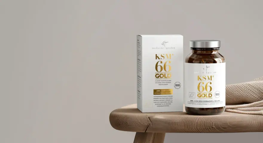 KSM-66 Ashwagandha Gold-kapslar för hormonell balans och lugn. Stödjer kroppen vid stress.