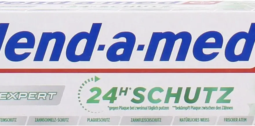 Opakowanie pasty do zębów Blend-a-med Pro Expert 24h Schutz, wycofana wersja z niemieckim opisem.