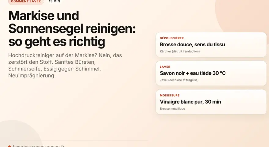 Anleitung: Markise und Sonnensegel reinigen mit sanften Mitteln statt Hochdruckreiniger. Tipps für Stoffpflege und Imprägnierung.