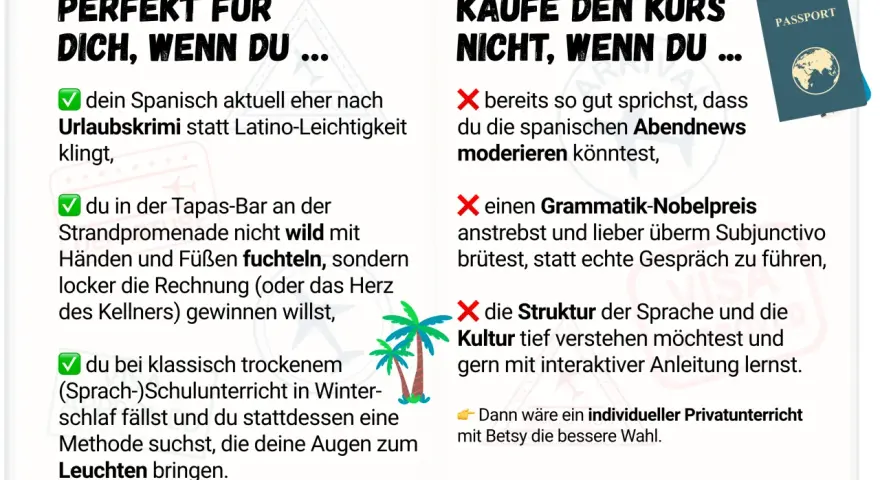 Dein Spanisch klingt nach Urlaubskrimi? Dann ist dieser Kurs perfekt für dich! Lerne die Aussprache Spanisch spielerisch.