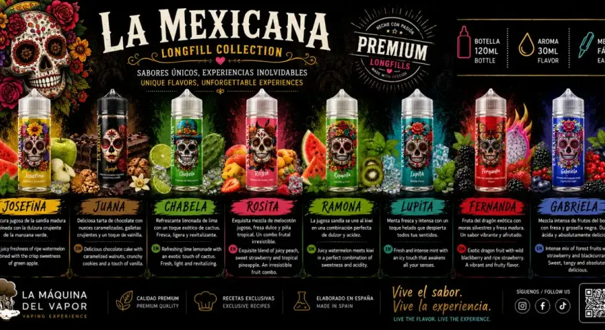 Descubre dónde comprar líquidos para vapear: la colección La Mexicana ofrece sabores únicos como sandía, chocolate y frutas exóticas.