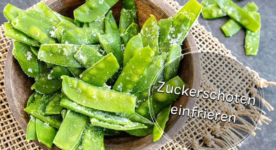 Zuckerschoten, frisch und knackig, bereit zum Einfrieren. So bleiben sie lange frisch und lecker für deine Gerichte.