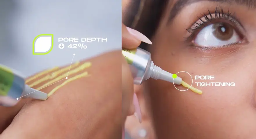 Aplikacja serum na twarz, redukcja porów o 42%. To jest retinalny celimax dla Twojej skóry.