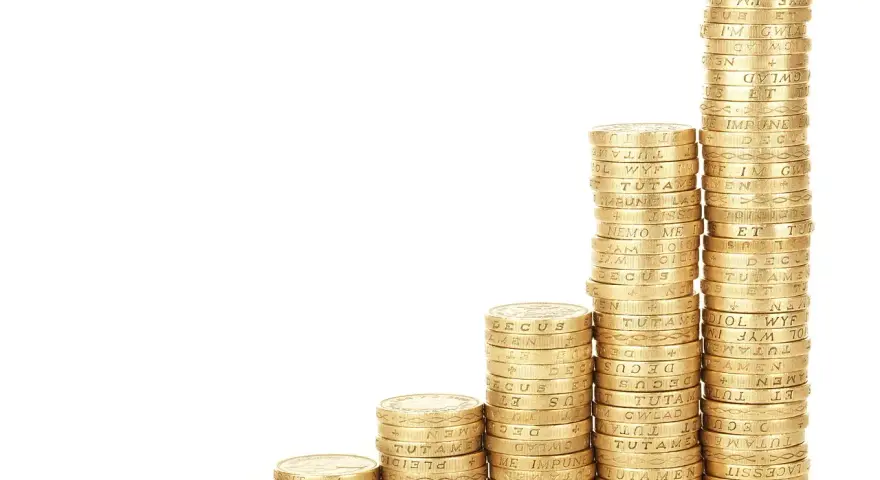 Rosnące stosy monet symbolizują rozwój i sukces finansowy, jak w Svea Ekonomi.