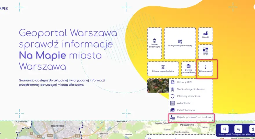 Geoportal Warszawa: jak sprawdzić pozwolenie na budowę dewelopera. Kliknij "Rejestr pozwoleń na budowę" by poznać szczegóły.