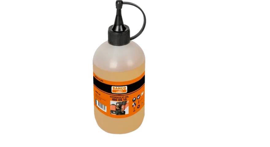 En flaska Bahco hydraulolja, 250 ml, perfekt för att smörja din domkraft och hålla den i toppskick.