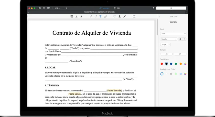Plantilla contrato de alquiler entre particulares para vivienda. Documento legal con campos para fechas, direcciones y partes involucradas.