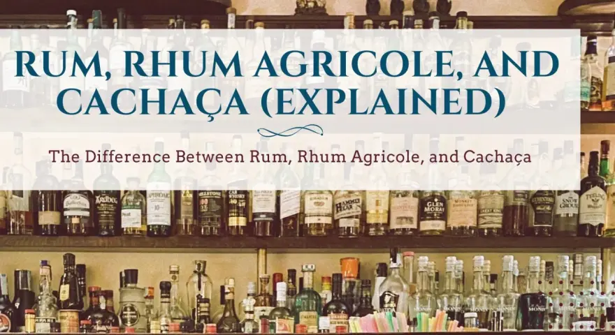 Różne rodzaje alkoholu z trzciny cukrowej: rum, rhum agricole i cachaça. Półki pełne butelek.
