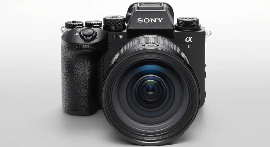 Profesjonalny aparat Sony alfa 1 z obiektywem.