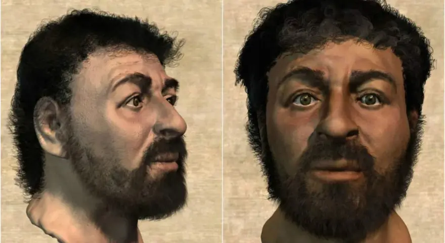 Rekonstruktion des Gesichts Jesu, basierend auf historischen und anthropologischen Erkenntnissen. Die Frage, wie alt wurde Jesus, bleibt ein Rätsel.