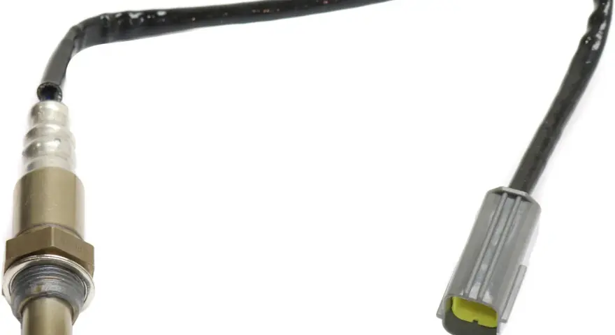 Oxygen sensor, a common culprit for the p0137 code, featuring a metal threaded end and a black wire leading to a gray connector.