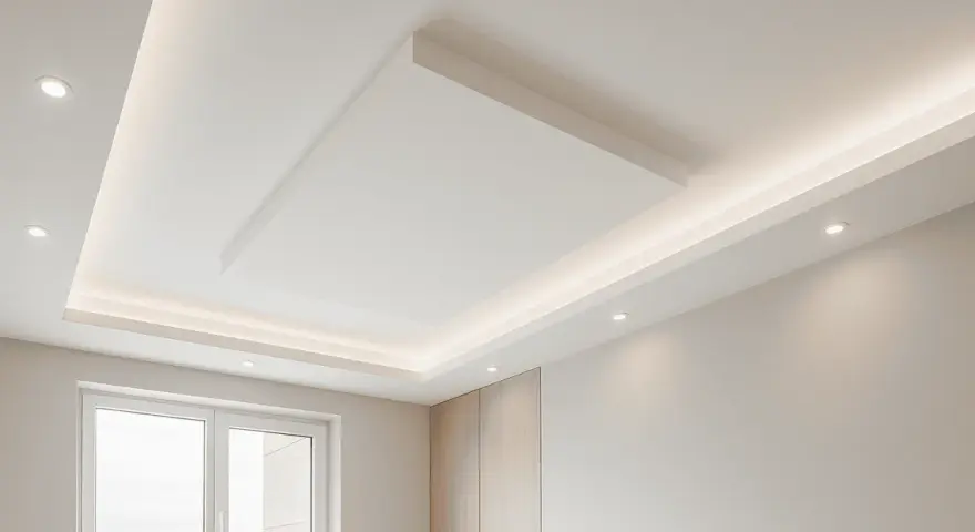 Soffitto in cartongesso con illuminazione a led integrata, un'idea moderna per la cucina.