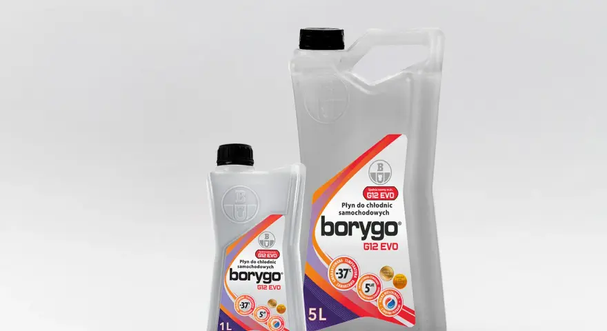 Płyn chłodniczy G12++ borygo EVO w opakowaniach 1L i 5L. Gwarantowana ochrona do -37°C.