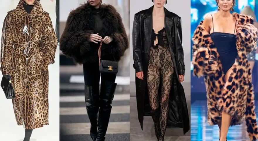 Estilos audaces: abrigos de leopardo, pieles oscuras y encaje negro, un look de mob wife.