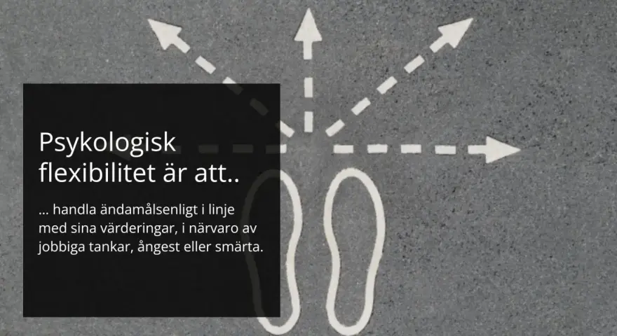 Psykologisk flexibilitet är att agera i linje med värderingar, trots jobbiga tankar. Bilden visar pilar som symboliserar valmöjligheter.