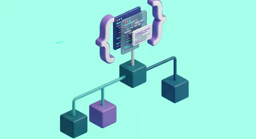 Abstrakte Darstellung von Code-Blöcken und Verbindungen, die **structured data** symbolisieren.