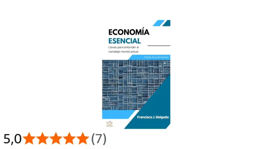 Libro "Economía Esencial" de Francisco J. Delgado, con una reseña de 5 estrellas. Explica la definición de actividad económica.