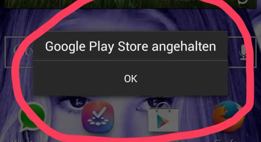 Fehlermeldung: Google Play Store angehalten. Tippe OK, um fortzufahren.