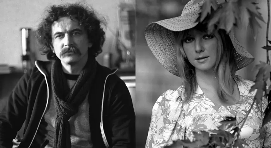 Krzysztof Jasiński z burzą włosów i wąsem, obok Magdalena Jasińska, córka Krzysztofa, w letniej sukience i kapeluszu.
