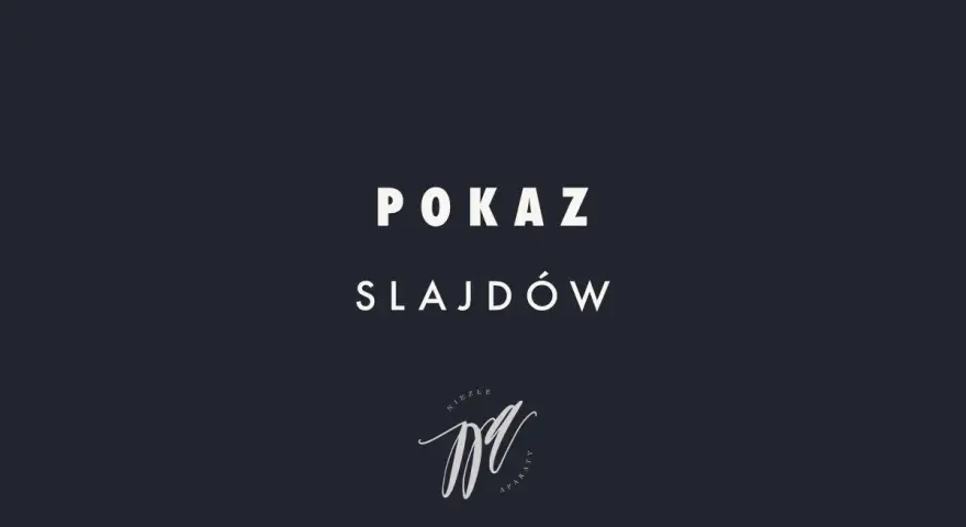 Jak zrobić pokaz slajdów ze zdjęć? Napisy "POKAZ SLAJDÓW" i logo "NIEŹLE APARATY" na ciemnym tle.