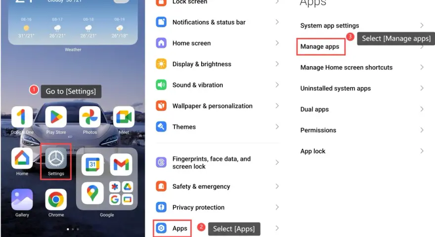 Jak zablokować reklamy w telefonie Xiaomi: wejdź w Ustawienia > Aplikacje > Zarządzaj aplikacjami.