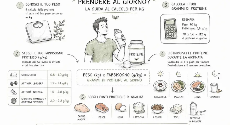 Guida al calcolo delle proteine giornaliere: peso, fabbisogno e fonti. Le proteine a cosa servono? Fondamentali per il recupero muscolare.