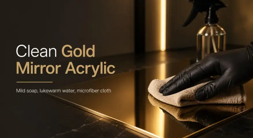 Learn how to clean gold mirror acrylic with mild soap, lukewarm water, and a microfiber cloth for a streak-free shine.
