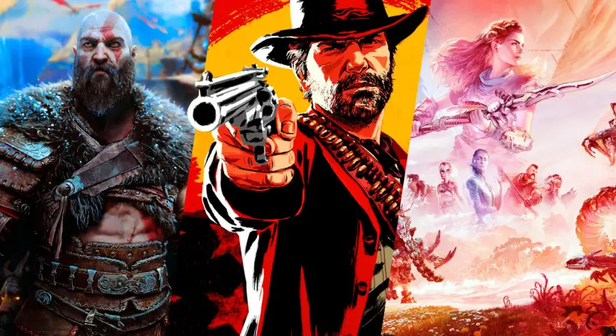 Kratos, un pistolero del oeste y Aloy, protagonistas de juegos con mejores gráficos.