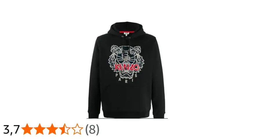 Czarna bluza z kapturem Kenzo z wyrazistym, haftowanym tygrysem i logo marki.