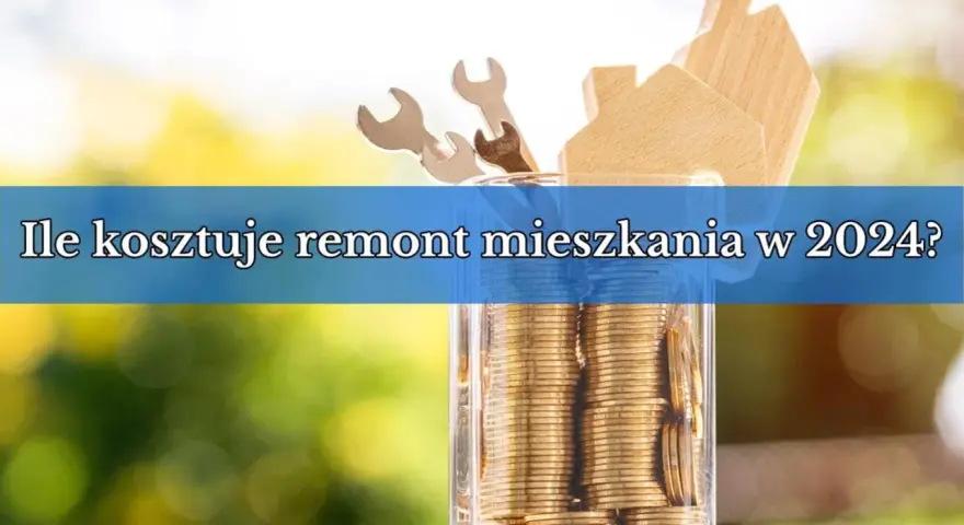 Drewniane domki, klucze i słoik pełen monet.