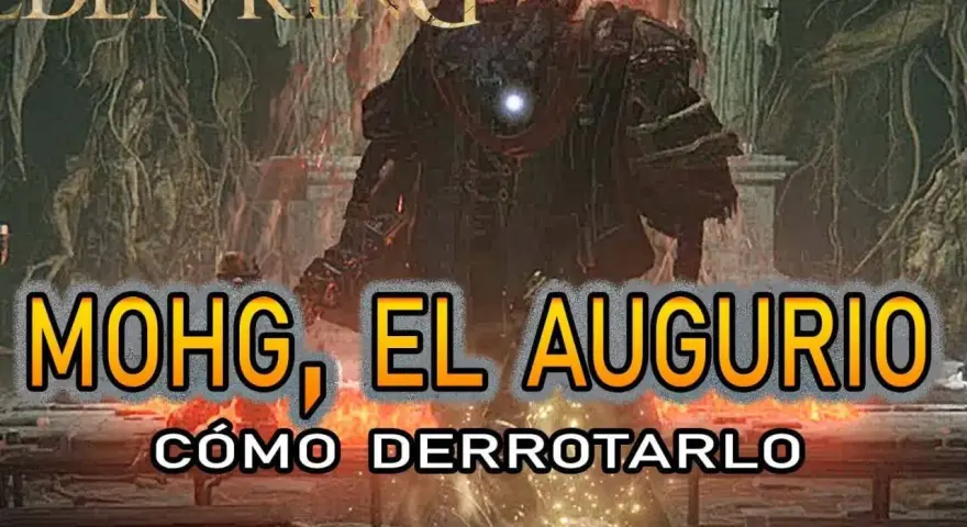 Mohg, el Augurio, un temible jefe de Elden Ring, se alza en un entorno sombrío. Aprende cómo derrotarlo.