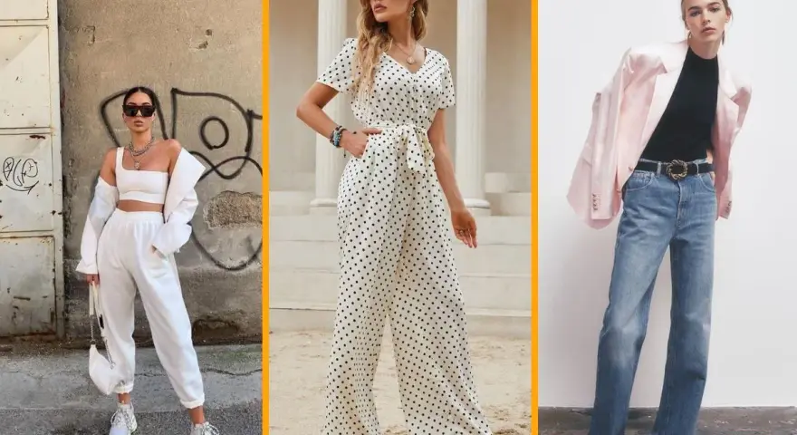 Tres looks para un estilo primaveral: blanco total, estampado de lunares y blazer rosa con jeans.