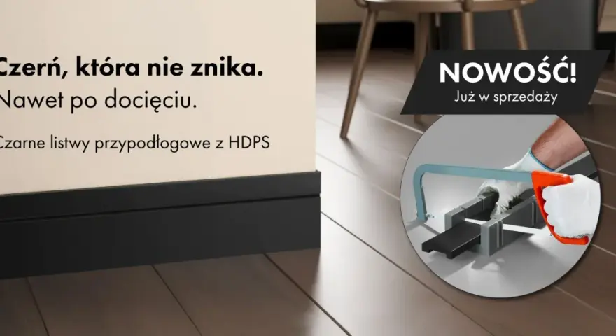 Czarne listwy przypodłogowe z HDPS – czerń, która nie znika, nawet po docięciu. Nowość!