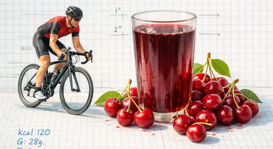 Cycliste buvant du jus de cerise, découvrez les jus de cerise bienfaits pour la récupération sportive.