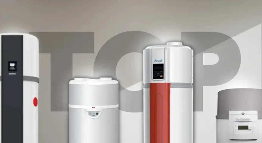 Quatre ballons thermodynamiques modernes, certains avec des accents rouges ou gris, se dressent devant le mot "TOP" stylisé.