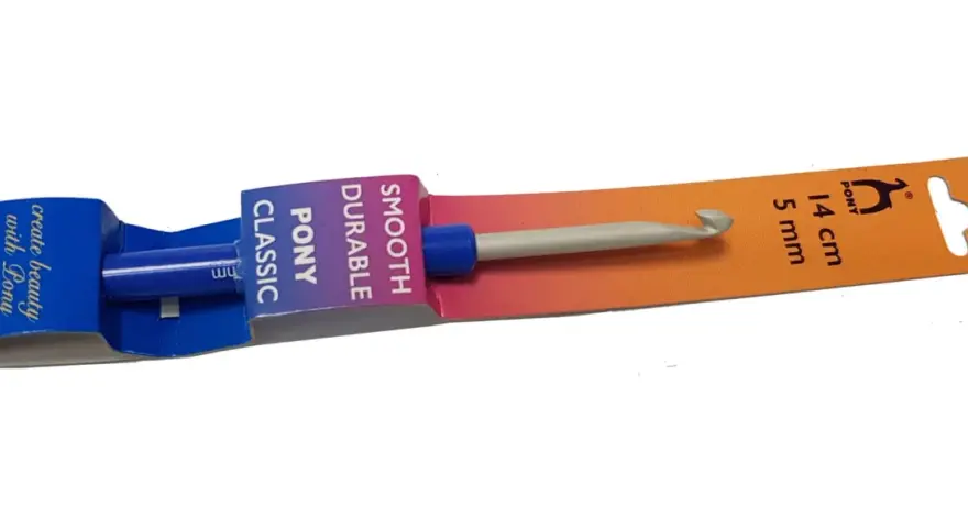 Szydełko Pony Classic 5 mm, idealne do sznurka 3mm. Gładkie i wytrzymałe, 14 cm długości.