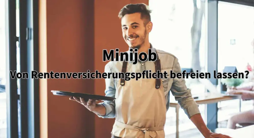Junger Mann im Kellner-Outfit fragt: "Minijob: Von Rentenversicherungspflicht befreien lassen?
