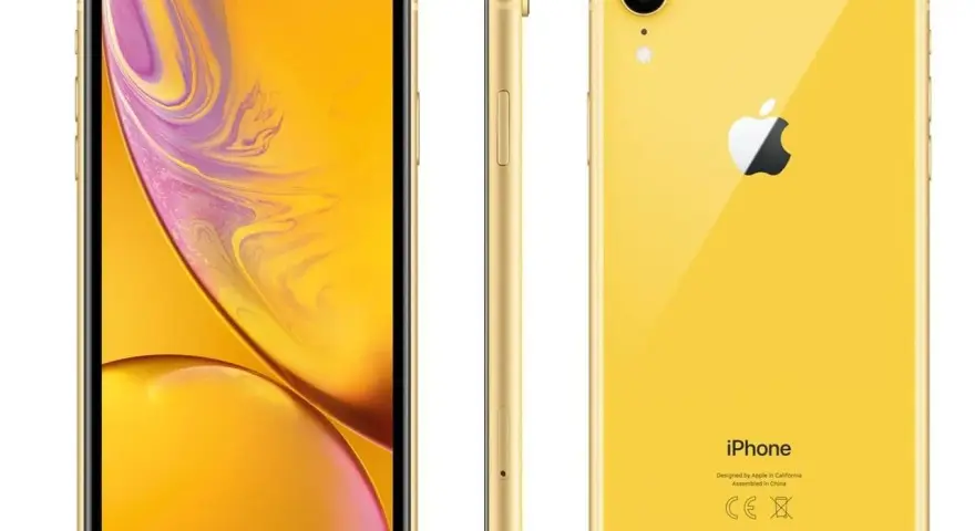 Żółty iPhone XR z widocznym aparatem z tyłu. Idealny do robienia zdjęć.