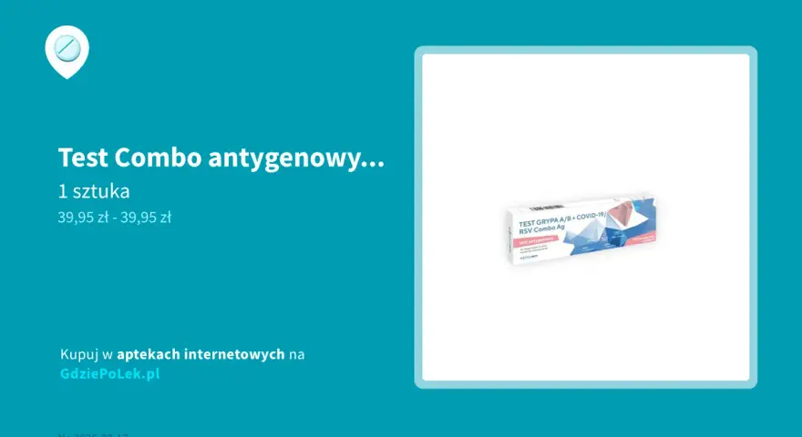 Test Combo antygenowy kosztuje 39,95 zł. Sprawdź, ile kosztuje test combo bez recepty i gdzie go kupić.
