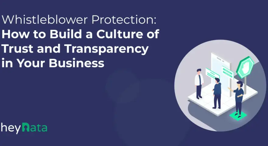 Illustration of people discussing a whistleblower policy, emphasizing trust and transparency in business.