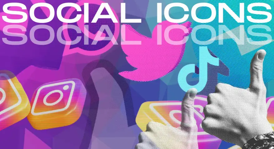 Collage mit Social-Media-Logos (Instagram, Twitter, TikTok) und Daumen-hoch-Gesten.