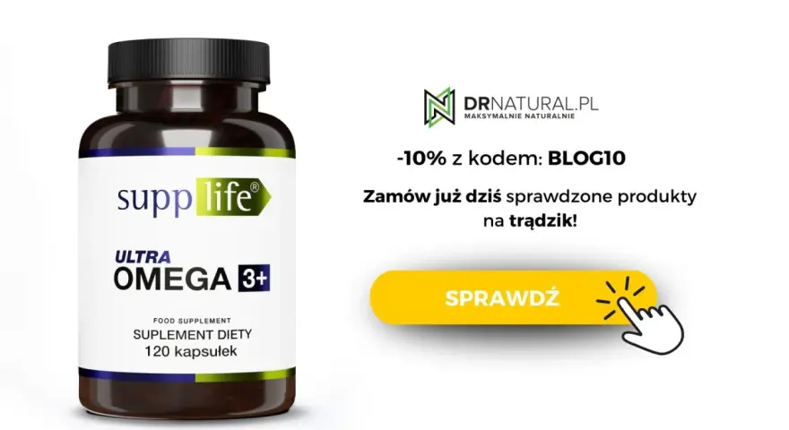 Suplement diety Supplife Ultra Omega 3+ to sprawdzone suplementy na trądzik. Zamów z kodem BLOG10 i odbierz -10%.