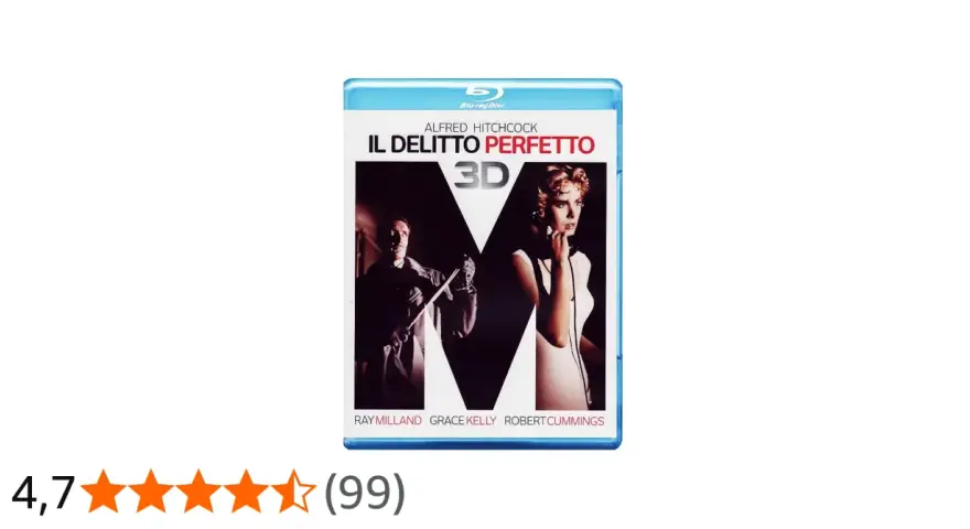 Copertina Blu-ray di "Il delitto perfetto" di Alfred Hitchcock, con Ray Milland e Grace Kelly. Un classico thriller che spiega come commettere un omicidio senza lasciare tracce.